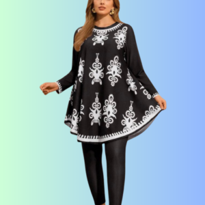 black & white medallion tunic set