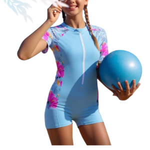 one piece light blue floral kids