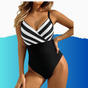 one piece swim pink colorblock v neck