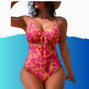 one piece swim pink colorblock v neck