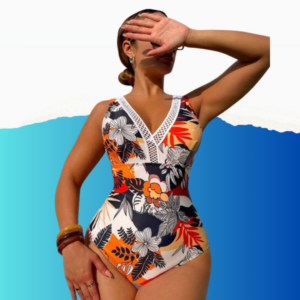 one piece swim pink colorblock v neck