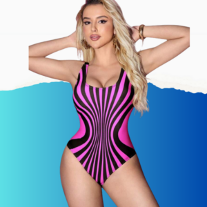 one piece swim pink colorblock v neck