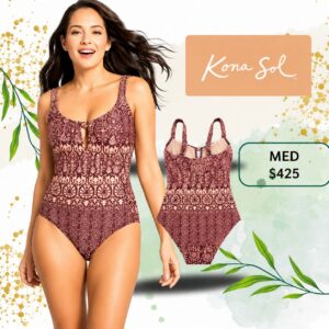 one piece magenta geometric print